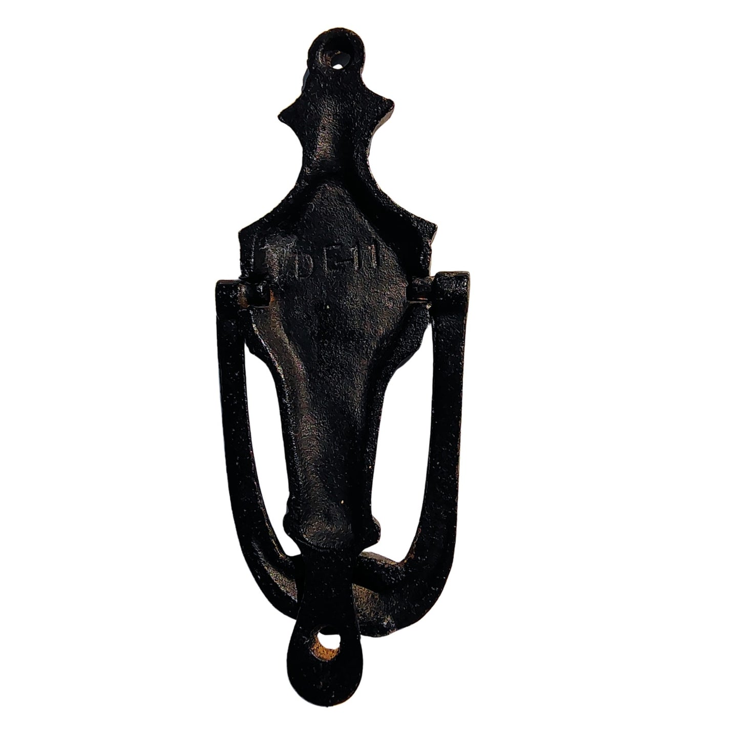 Narrow Black Hand Painted Cast Iron Amish Pennsylvania Dutch Doorknocker [Vintage}