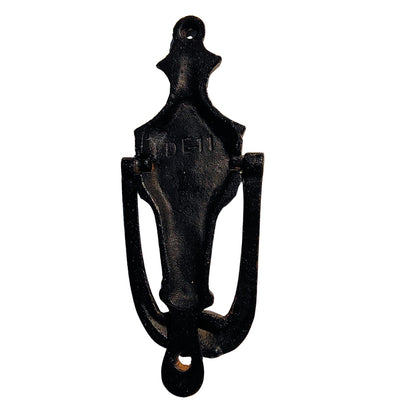 Narrow Black Hand Painted Cast Iron Amish Pennsylvania Dutch Doorknocker [Vintage}