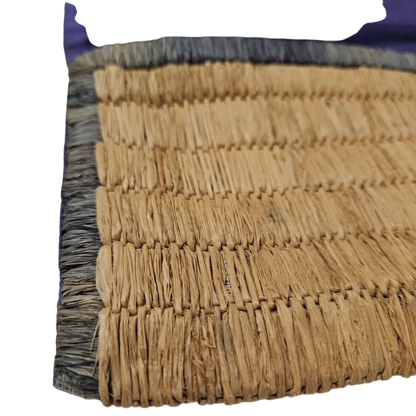 1940s Handwoven Grass Clutch Wallet Bag Floral Motiff Gently Used 8 x 6 Inch