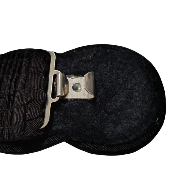 1980s Black Fabric Unity Belt Buckle Elastic Stretchy Belt 36 Inches [Vintage]