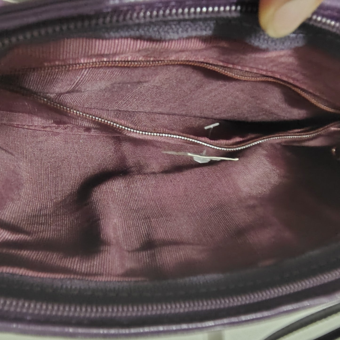 1980s Borsa Veneto Purple Genuine Leather Clutch Handbag Wristlet Top Zip Bag [Vintage]