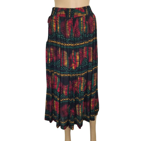 NOS A.K.F. New York Pleated Abstract Print Circle Skirt Size Medium NEW [Vintage]