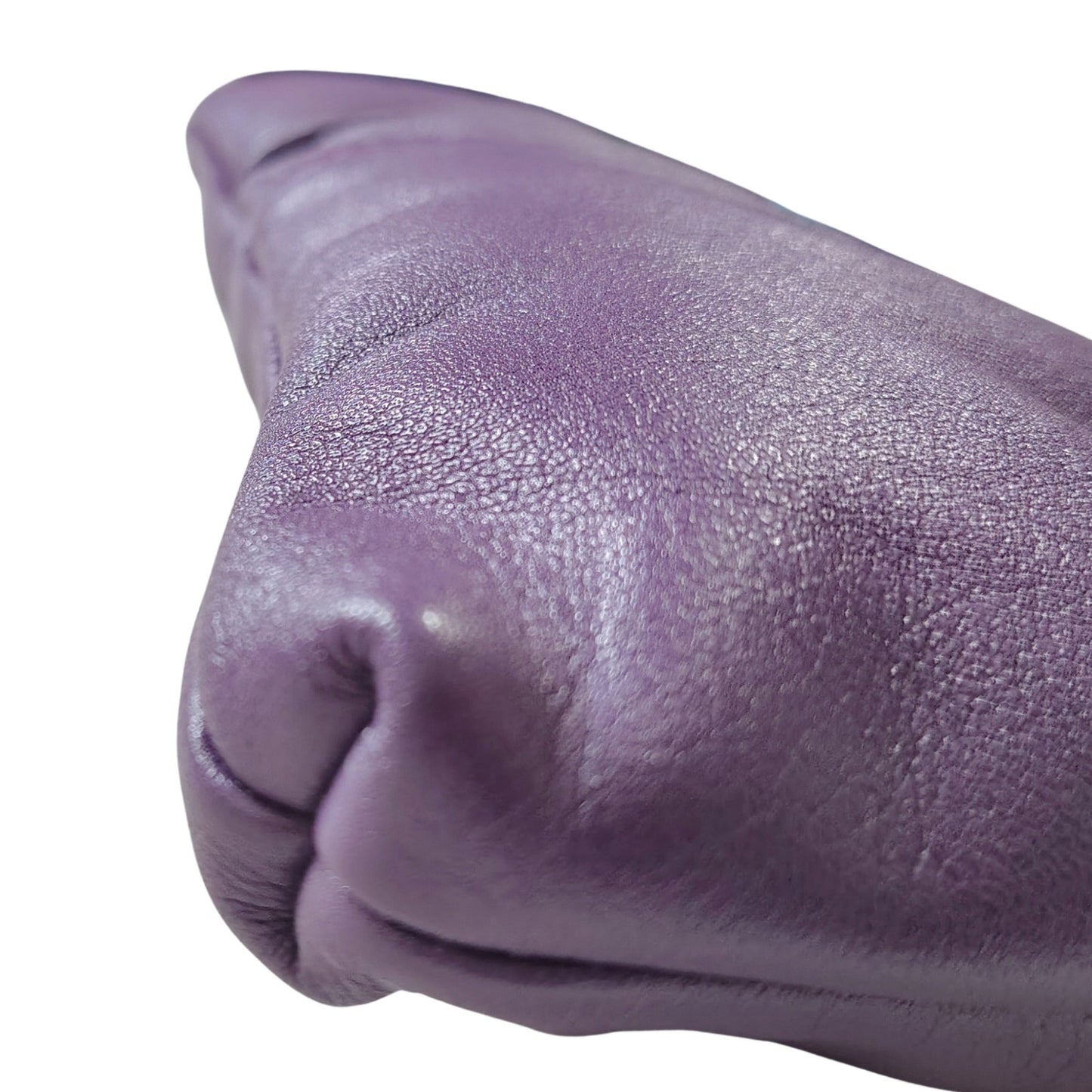 1980s Borsa Veneto Purple Genuine Leather Clutch Handbag Wristlet Top Zip Bag [Vintage]