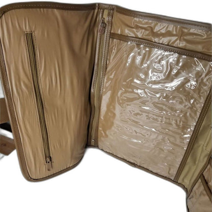 1970s Brown Travel Bag Water Resistant Plastic Maxi Clutch Folio Toiletry Bag [Vintage]