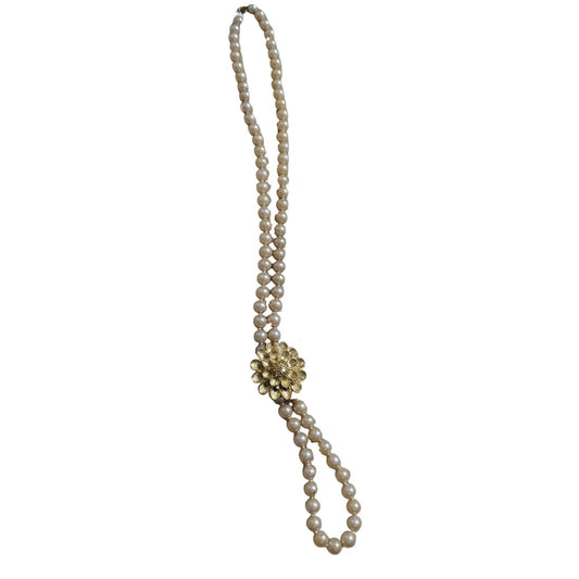 DuBarry Fifth Avenue Scarf Clip Round Flower Vintage Gold Tone Necklace 1.25"