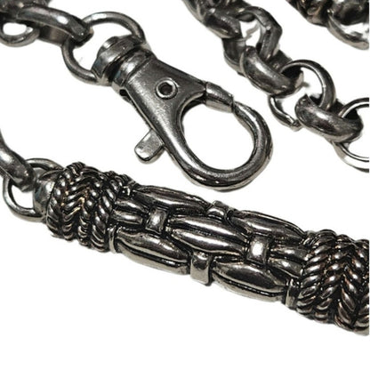 Vintage Woven Metal Design Chain Links Adjustable Heavyweight Belt Silver Tone