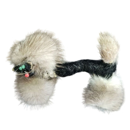 1950s Poodle MCM Authentic Real Mink Brooch Pin Beaded Face Estate Jewelry