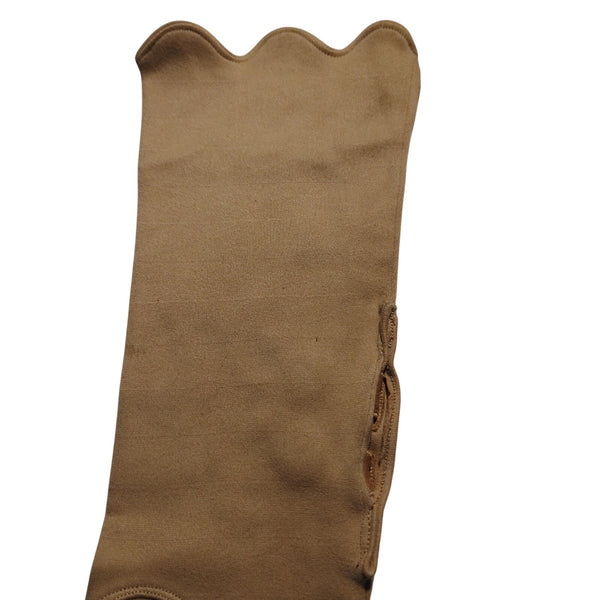 1940s Vintage Tan Fitted Evening Gloves 14" Mother of Pearl Buttons Size 6.5 GER