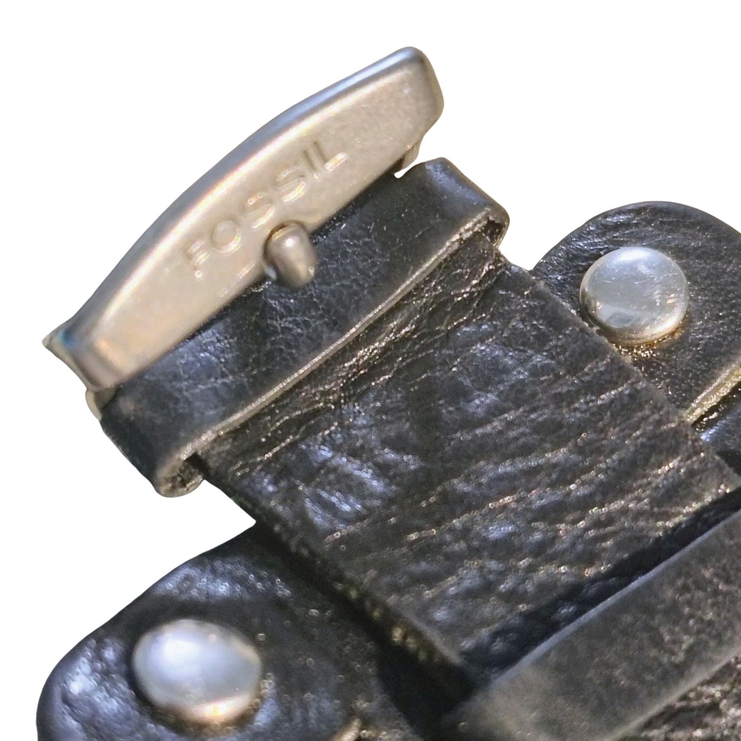 1990s Black genuine leather cuff-style Fossil Watch Band "Bund" strap or "cuff" [Vintage]