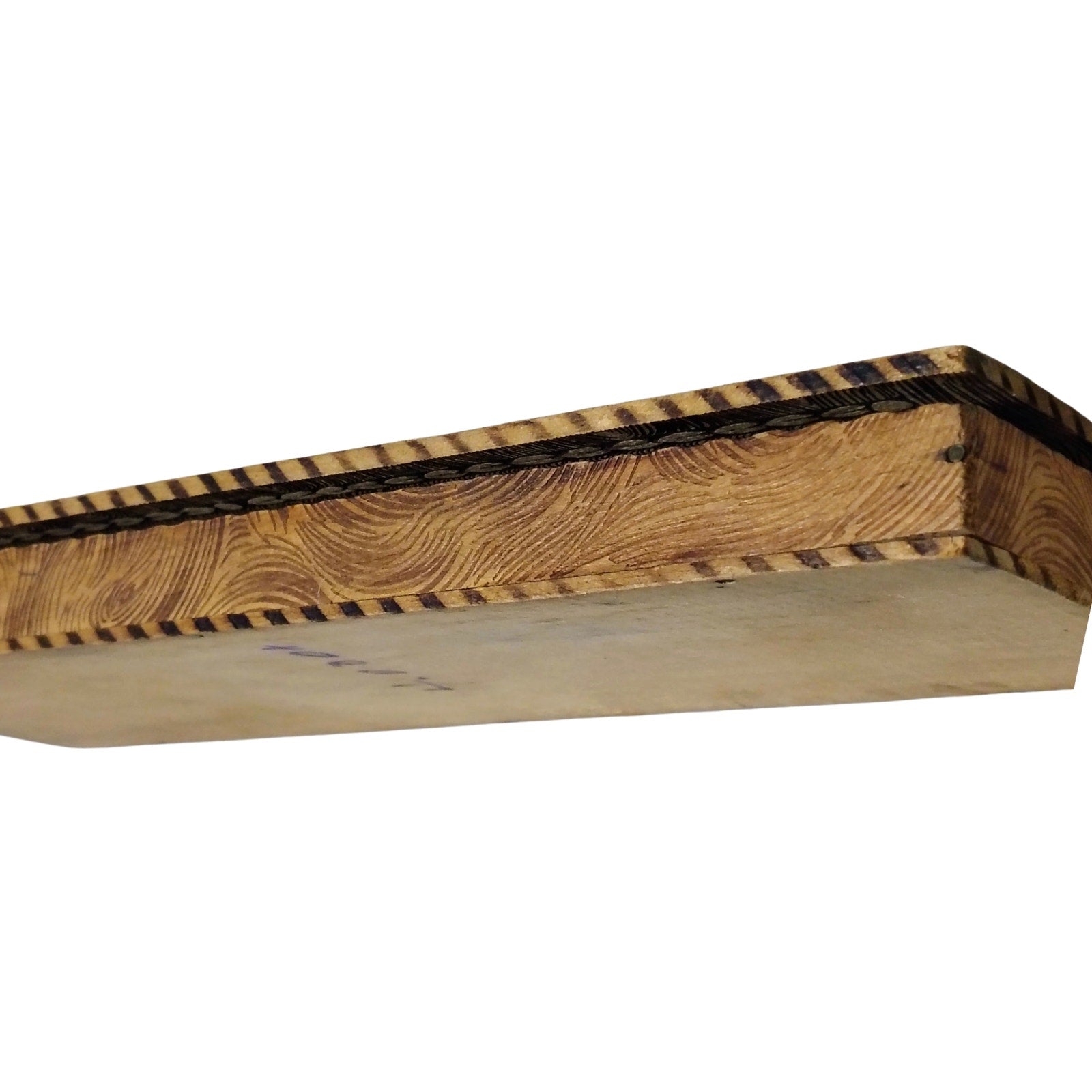 1930s Pyrography Glove Box Wooden Engraved Box Keepsake [Antique]