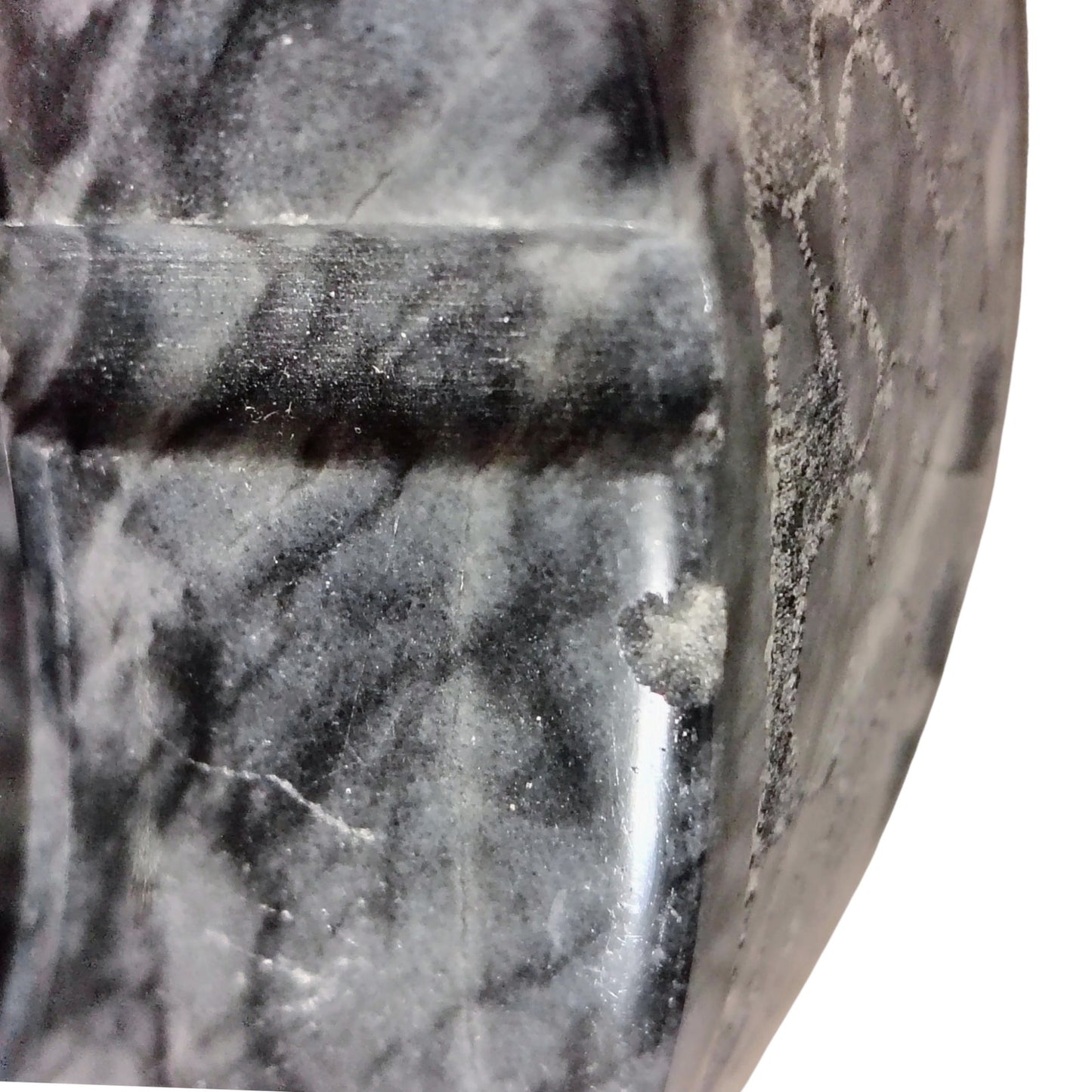 1970s Gray Etched Horses Polished Marble Stone Heavy Large Ashtray Three Holders [Vintage]