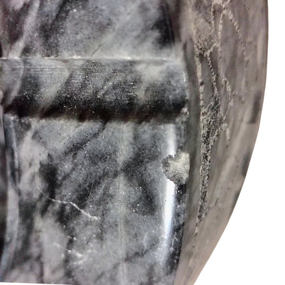 1970s Gray Etched Horses Polished Marble Stone Heavy Large Ashtray Three Holders [Vintage]