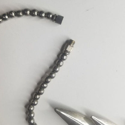 80s Vintage Silver Tone Stacked V Shape Serpentine Statement Ball Chain Necklace