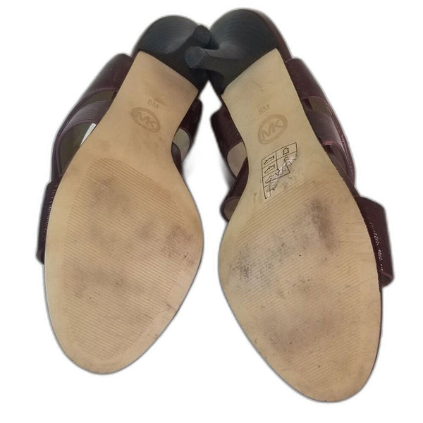 Michael Kors Joselle Strappy Slingback Strappy Burgundy Heels Open Toe Size 8