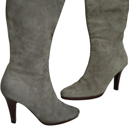Leather Cole Haan Nike Collaboration Gray Suede Tall Zip Up Boots Size 7.5 AA