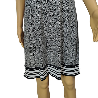 Michael Kors Short Sleeve Black White Midi Sheath Dress Stripes Size Small