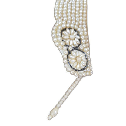 Vintage Cream Truly Regal Art Craft Faux Pearl Floral Collar Necklace Dangling