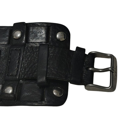 1990s Black genuine leather cuff-style Fossil Watch Band "Bund" strap or "cuff" [Vintage]