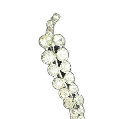 Vintage Crystal Pepper Brooch Pin 2 Rows Shiny Varying Size Rhinestones Silver