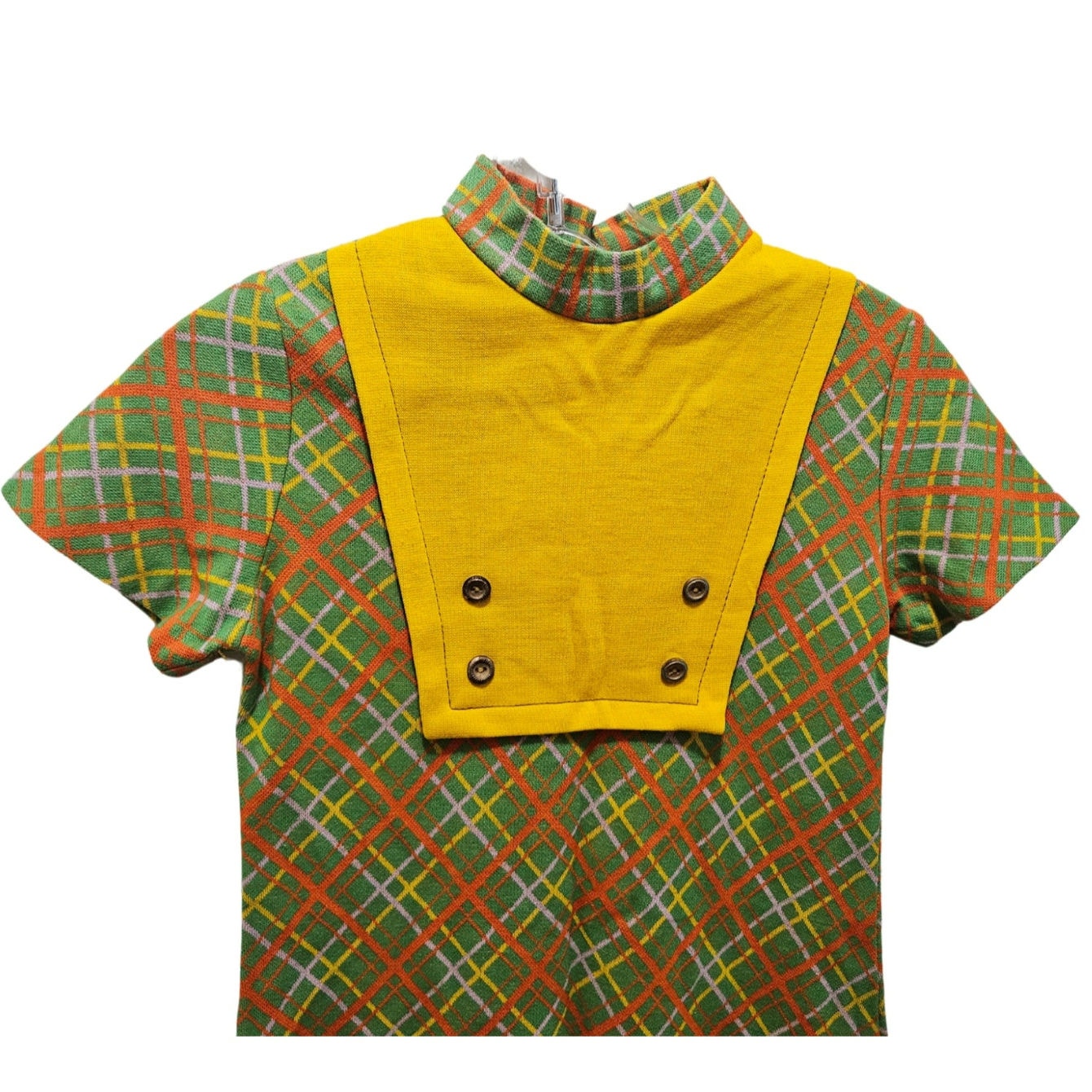 1960s Vintage Green OJ Yellow Children's Growing Girl Perma-Prest Dress Size 10