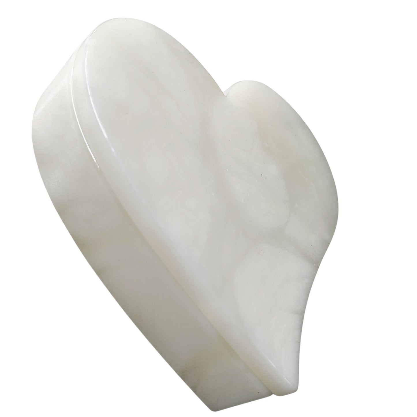 Off White Ducceschi Genuine Alabaster Trinket Dish Heart Keepsake Box Swivel Top
