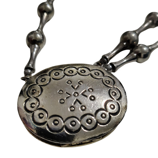 1973 Estée Lauder Perfume Locket Necklace Collectible Fragrance Moon Silver [Vintage]