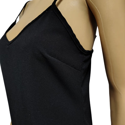 REISS Black Short Slip Dress Adjustable Spaghetti Straps V Neckline Size XS