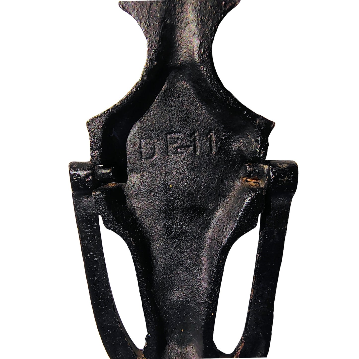 Narrow Black Hand Painted Cast Iron Amish Pennsylvania Dutch Doorknocker [Vintage}