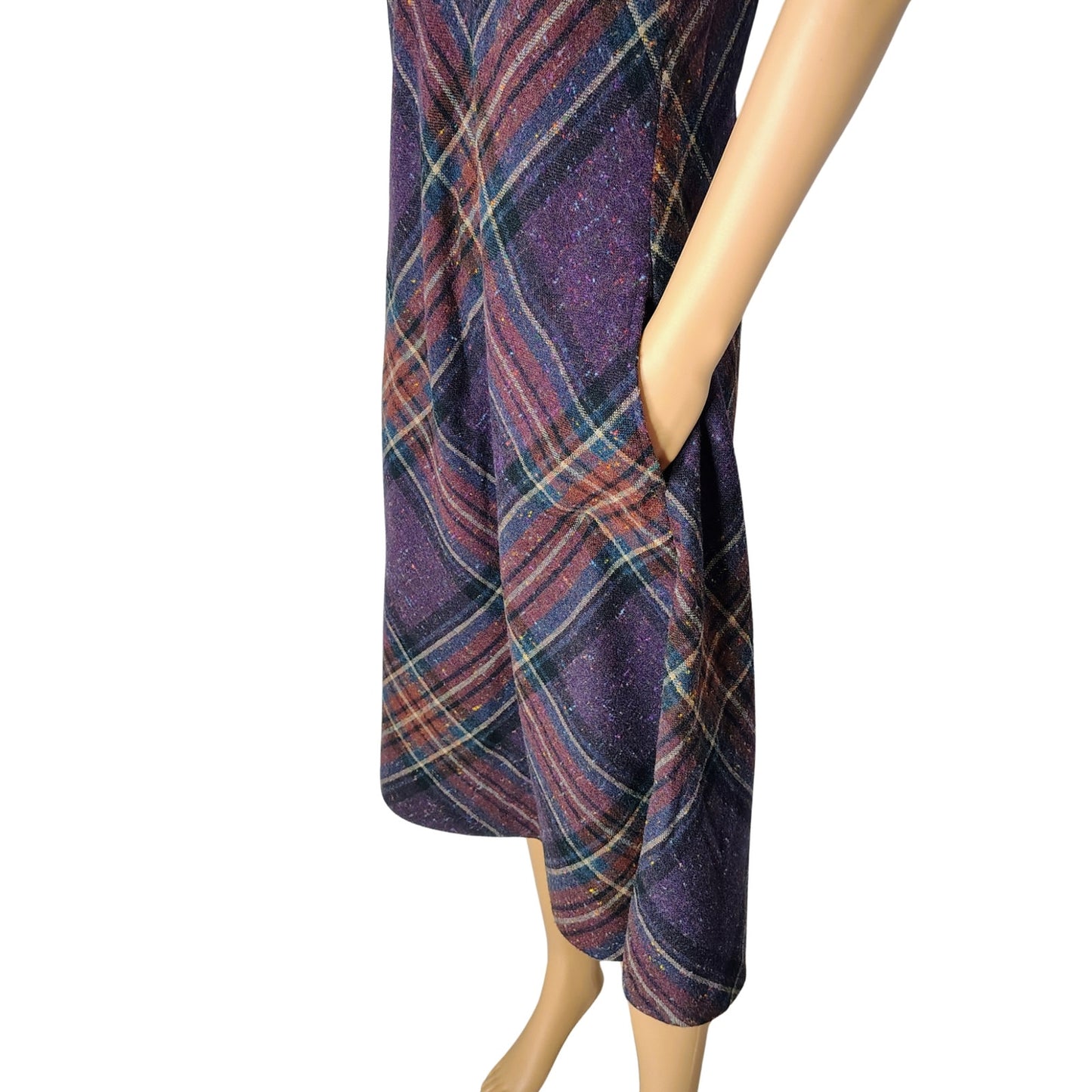 1960s Plaid Spaghetti Strap Overall Bib ALine Sheath Hidden Pockets Dress Size 5 [Vintage]