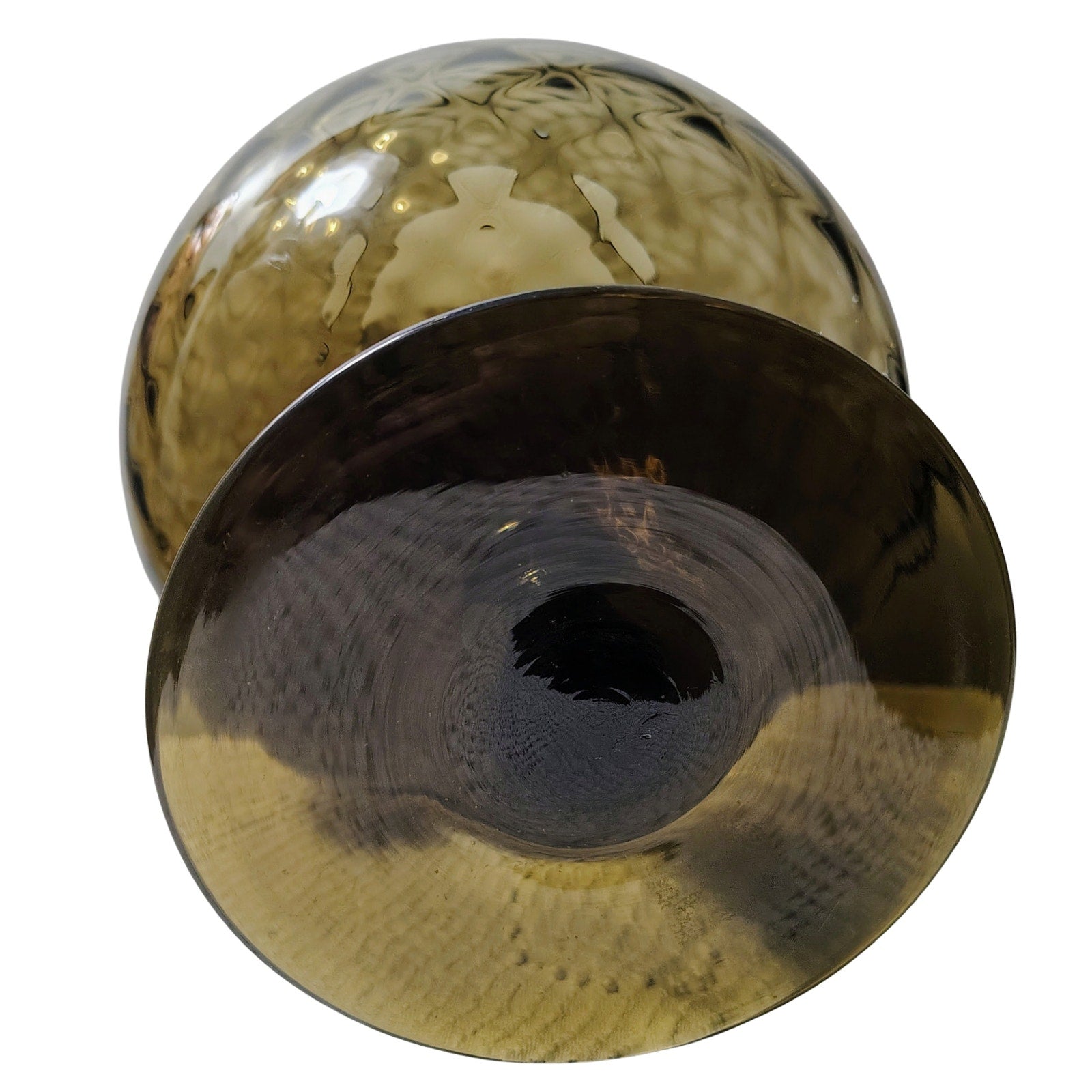 1950s Rare Black Glass MCM Mid-Century Modern Huge Base Optical Vase Empoli Italy [Vintage]