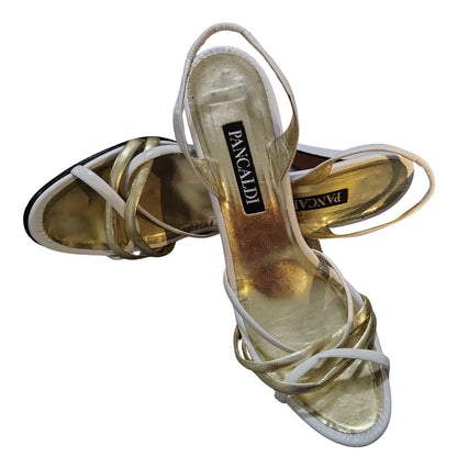 80s Pancaldi Italian Leather Strappy Heels 4 Inch Heel Size 7 1/2 AA Gently Used [Vintage]