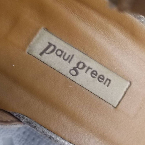 Leather Metallic Gray Strappy Open Toe Ankle Wrap Heels Size 8 [PAUL GREEN]