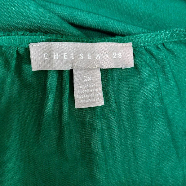 Green Nordstrom Chelsea 28 Fit & Flare Midi Short Ruffle Cap Sleeve Dress Size 2X