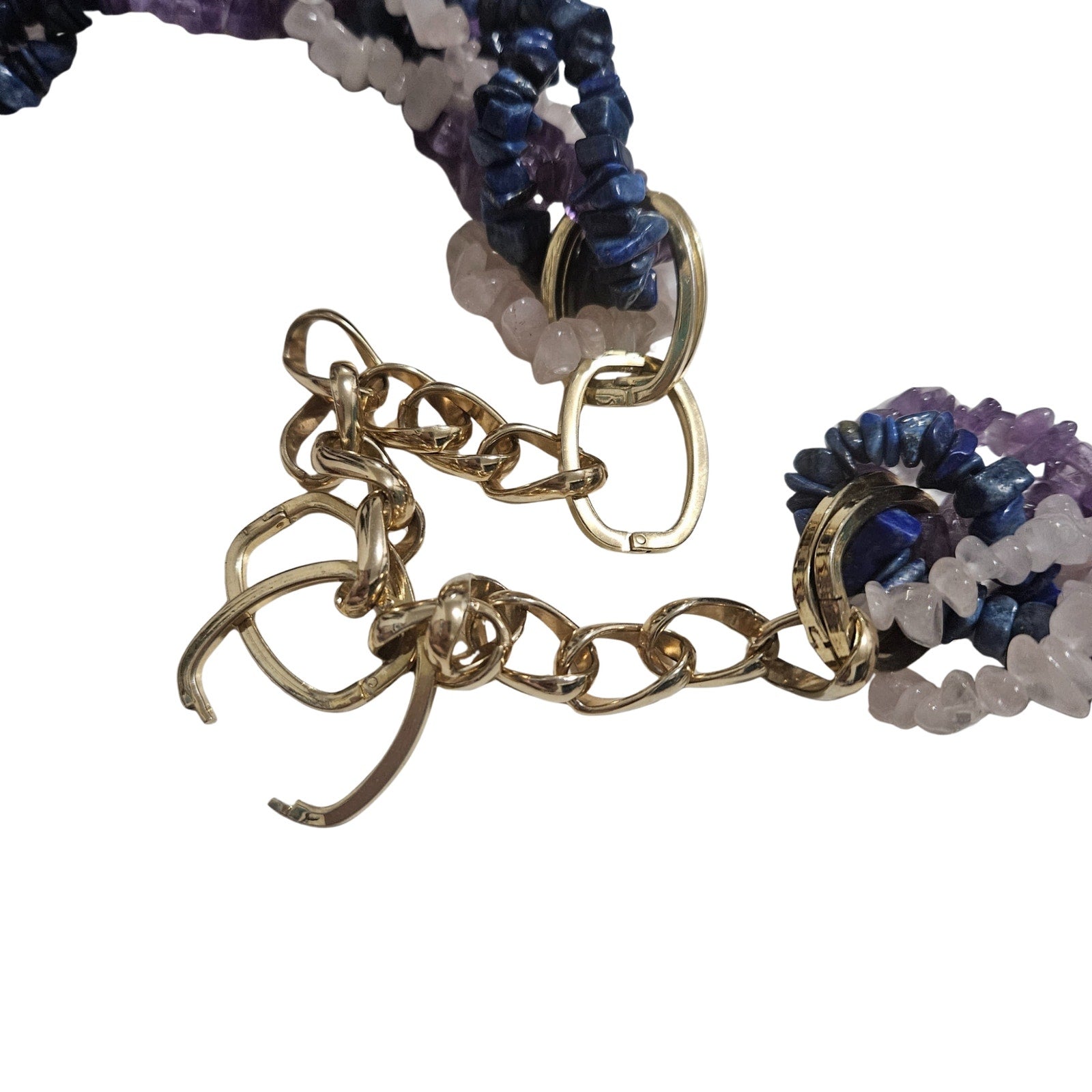 Purple Amethyst Lapis Lazuli Rose Quartz Belt Pottery Belt Buckle [Vintage]