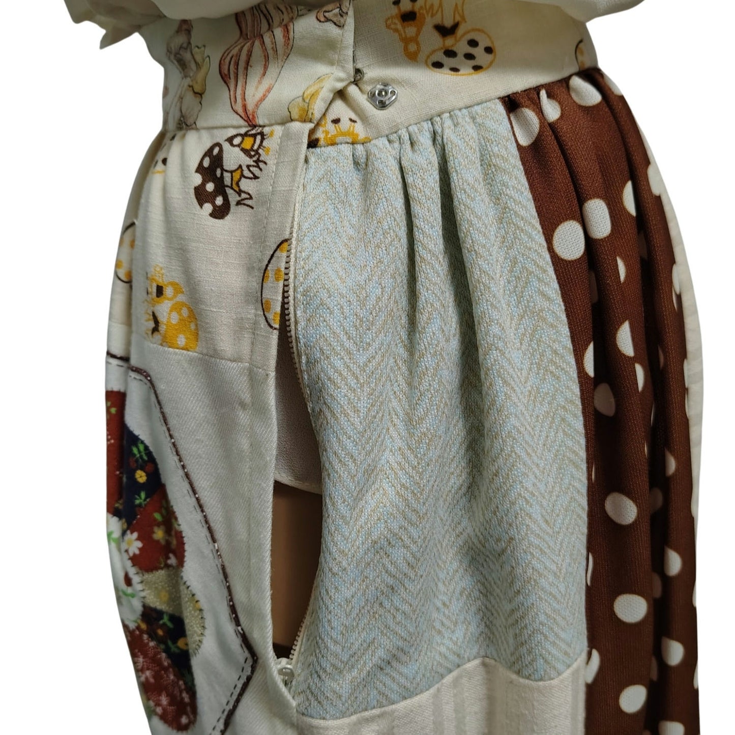 1960s Patchwork Boho Maxi Skirt Prairie Lined Size XS [Vintage]