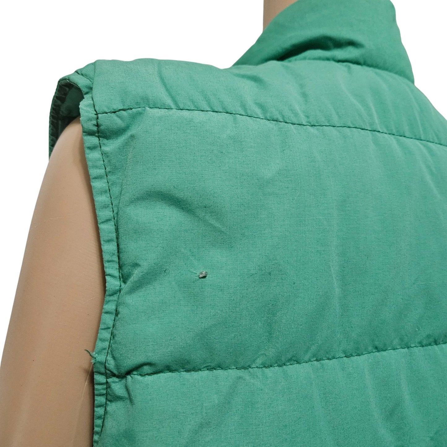 1980s Woolrich Insulated Kelly Green Yellow Goose Down Puffer Vest Size Medium [Vintage]