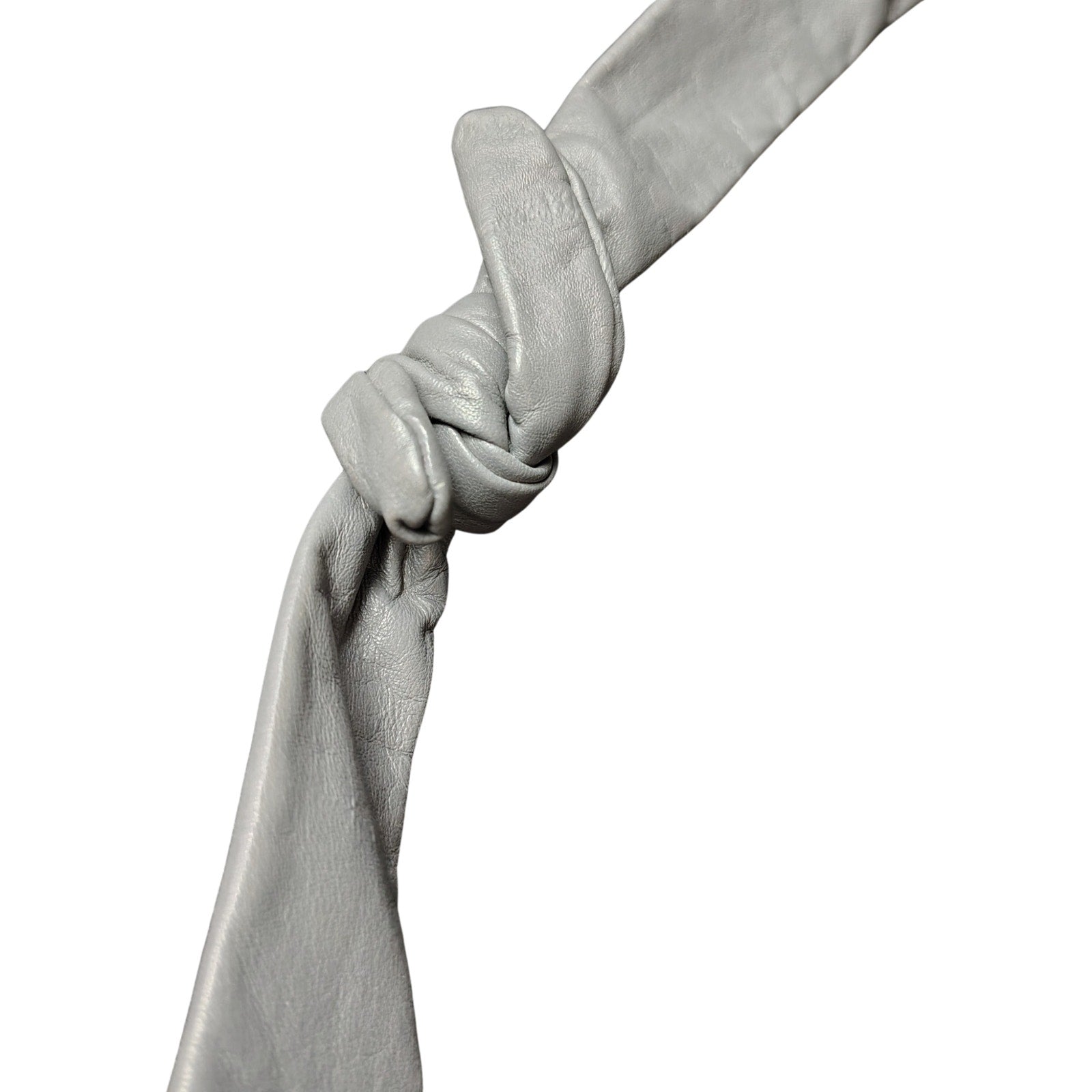 1980s Gray Leather Bohemian Boho Style Patchwork Crescent Bag Adjustable Strap [VINTAGE]