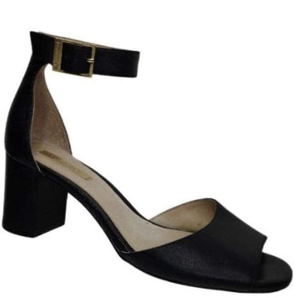 Louise et Cie Karisa Black Leather Ankle Strap Open Toe Block Heel Size 7M