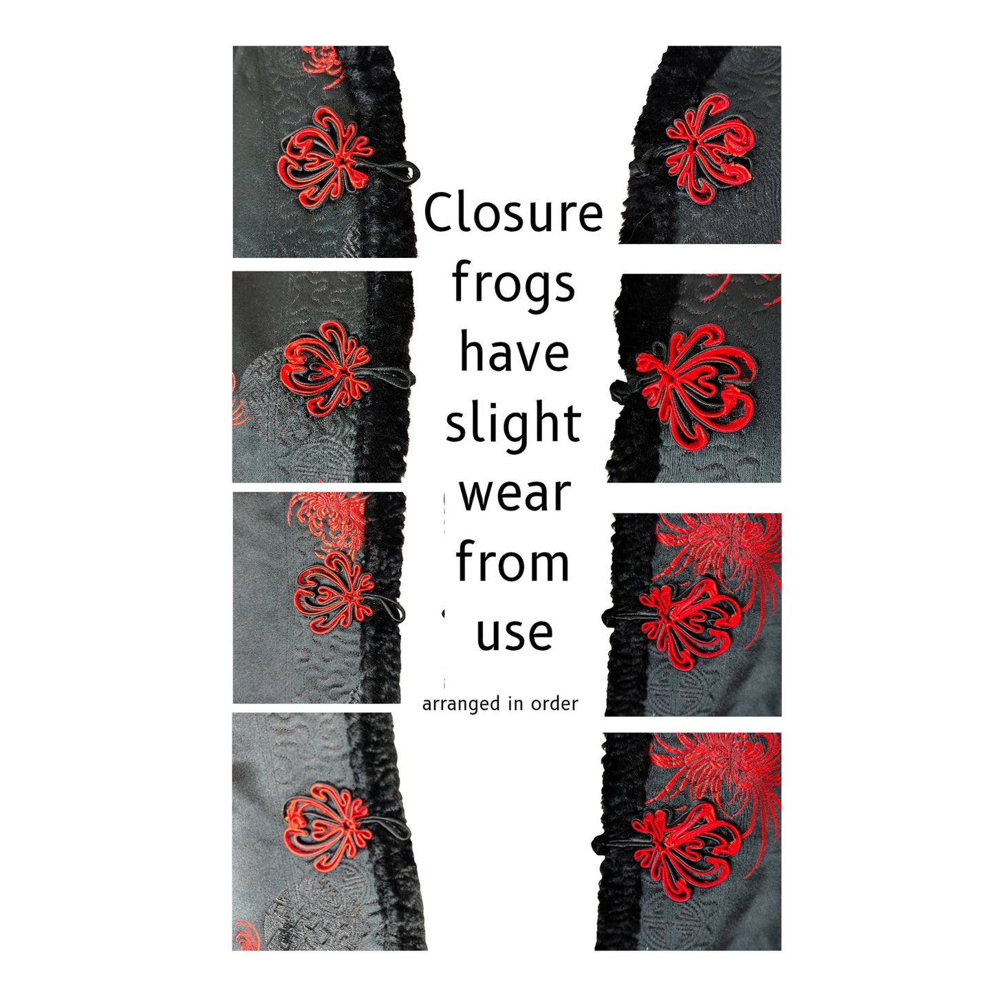 1970s Red Black Reversible Chinese Embroidered Fur Evening Jacket Size Small [Vintage]