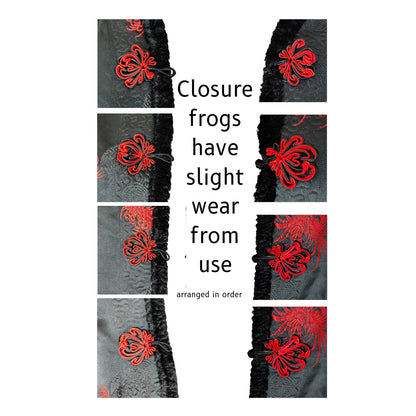 1970s Red Black Reversible Chinese Embroidered Fur Evening Jacket Size Small [Vintage]