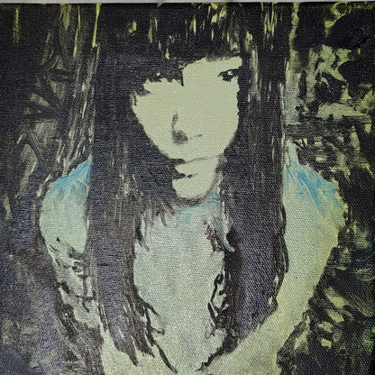 Bjork Hand Painted Canvas 12x9in Black Green Blue Arizona Local Art 2012 [Vintage]