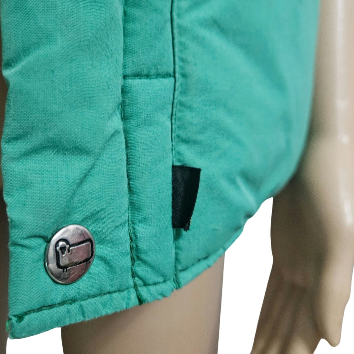 1980s Woolrich Insulated Kelly Green Yellow Goose Down Puffer Vest Size Medium [Vintage]