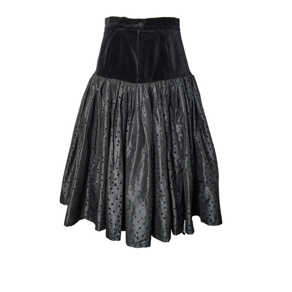 80s Escada Black Polka Dot Fit Flare Bubble Skirt Vintage Margaretha Ley Size 4