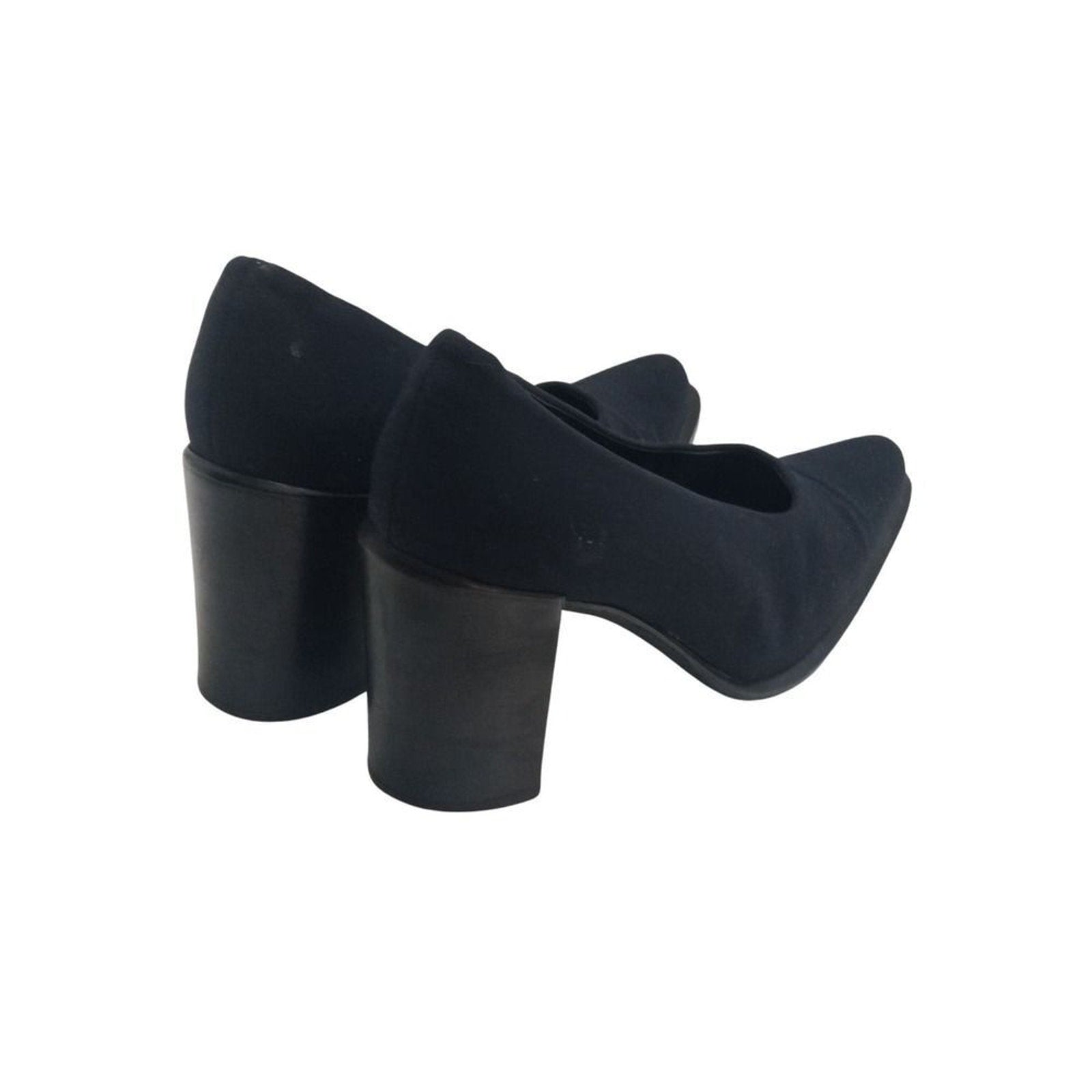 Navy Blue Chunky Heel Pointy Toe Elastic Top High Heels Via Spiga Size 6.5 [Vintage]