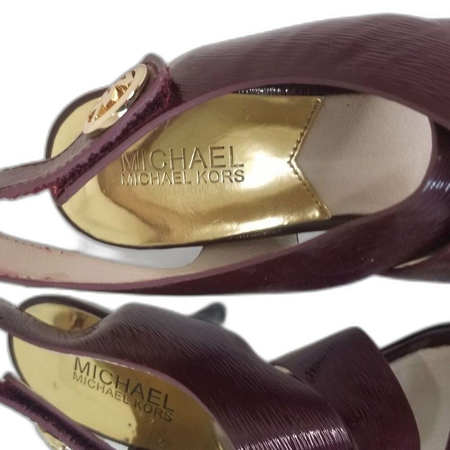 Michael Kors Joselle Strappy Slingback Strappy Burgundy Heels Open Toe Size 8