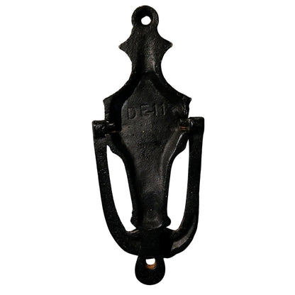 Narrow Black Hand Painted Cast Iron Amish Pennsylvania Dutch Doorknocker [Vintage}