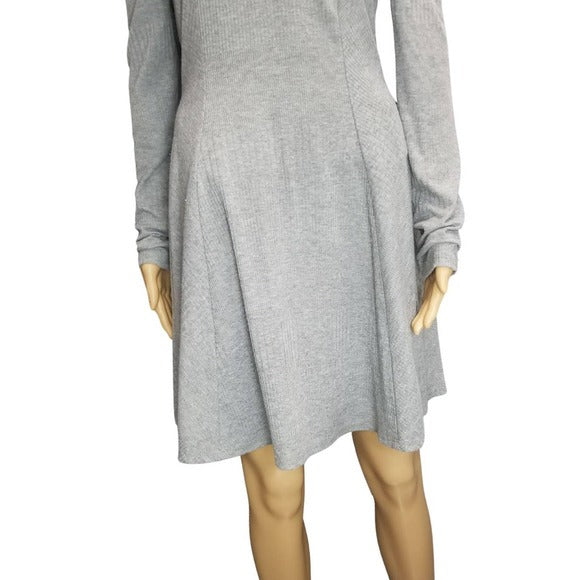 ALYA Fit & Flare Gray Knit Long Sleeve Off Shoulder Dress Size Medium