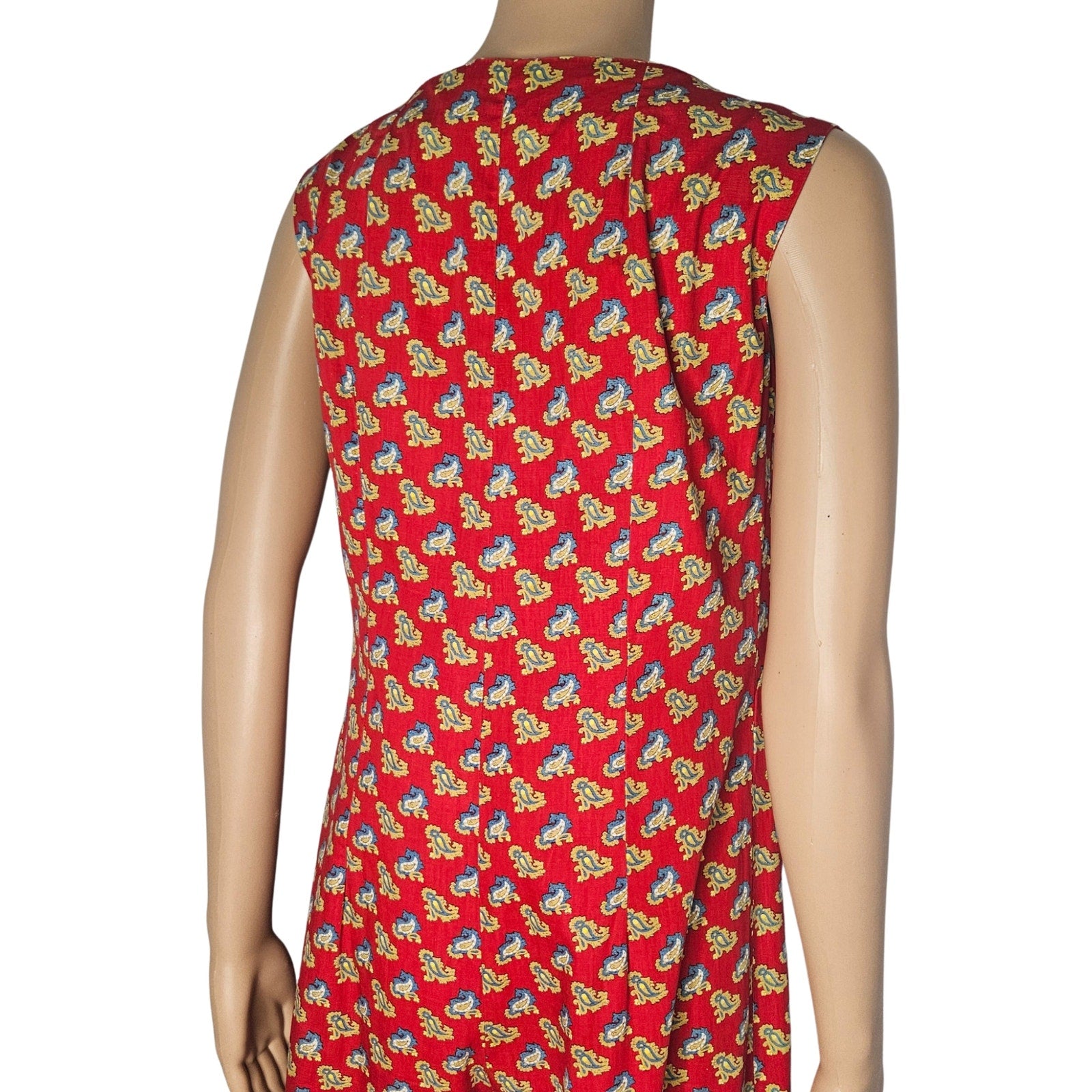 1970s Red Fluer De Lis Short Sleeve Zip Up Wide Culotte Legs Romper Size Small