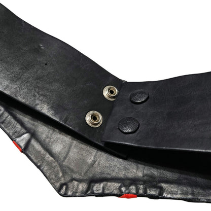 1980s Repoussage Leather Design in Black Red Cinching Belt Size Small [Vintage]