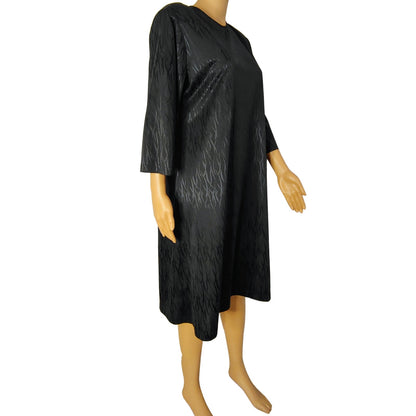 1970s Anthony Richards Abstract Print Black on Black Sheath Dress  Plus Size 14 [Vintage]